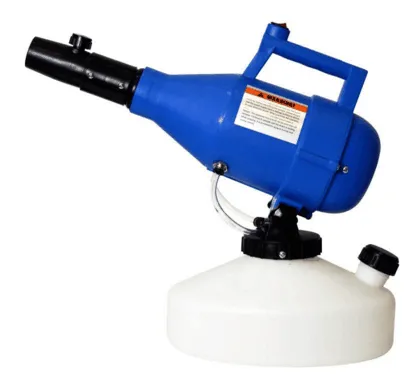 Nebulizador portátil de color azul con depósito blanco