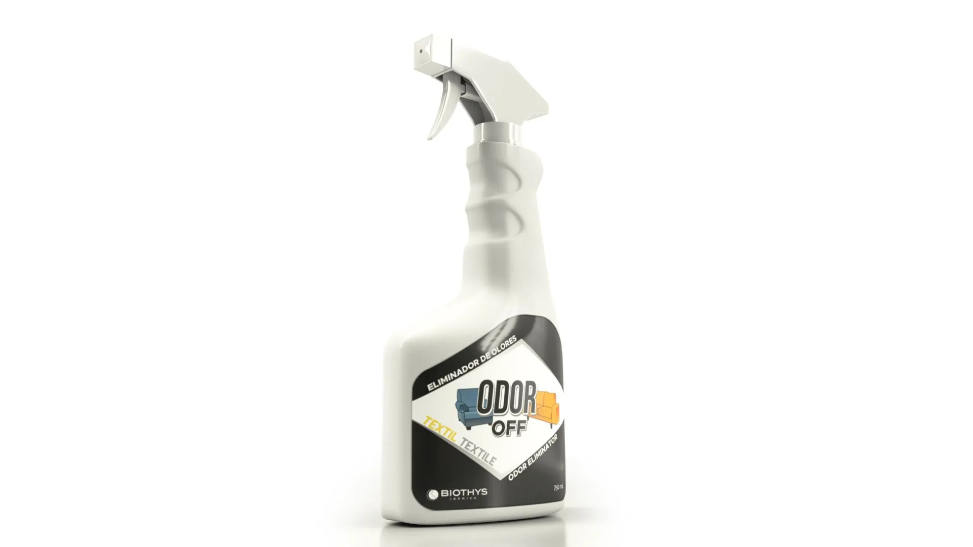 Spray ODOR OFF TEXTILES de 750 ml, vista lateral